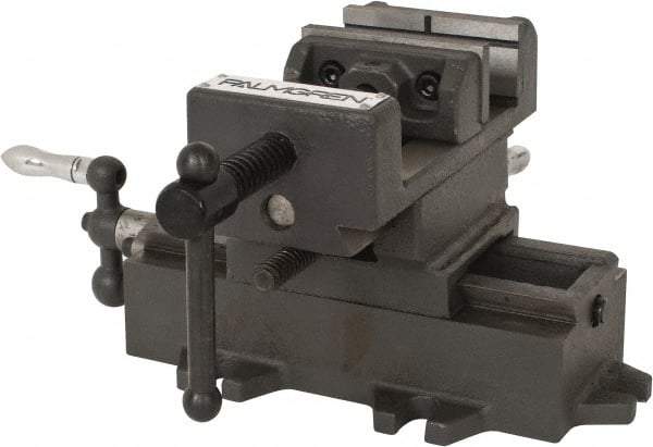 Palmgren - 3" Jaw Opening Capacity x 1-3/8" Throat Depth, Horizontal Drill Press Vise - 3" Wide Jaw, Cross Slide Base, Standard Speed, 5-1/2" OAL x 5-5/8" Overall Height - Eagle Tool & Supply