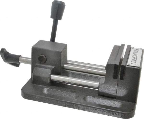 Palmgren - 3" Jaw Opening Capacity x 1" Throat Depth, Horizontal Drill Press Vise - 3" Wide Jaw, Stationary Base, Standard Speed, 12-1/4" OAL x 2-3/4" Overall Height - Eagle Tool & Supply