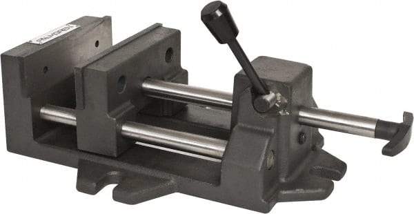 Palmgren - 6" Jaw Opening Capacity x 1-7/8" Throat Depth, Horizontal Drill Press Vise - 6" Wide Jaw, Stationary Base, Standard Speed, 14-1/2" OAL x 4-5/16" Overall Height - Eagle Tool & Supply