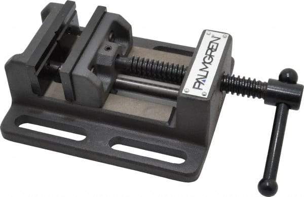 Palmgren - 3" Jaw Opening Capacity x 1-1/8" Throat Depth, Horizontal Drill Press Vise - 3" Wide Jaw, Stationary Base, Standard Speed, 6-1/2" OAL x 2-7/16" Overall Height - Eagle Tool & Supply