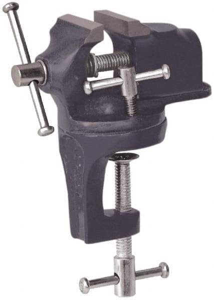Value Collection - 2" Jaw Width x 1-1/4" Jaw Opening Capacity, 3/4" Throat Depth, Bench & Pipe Combination Vise - 7/16 to 5/8" Pipe Capacity, Swivel Base, Clamp-On Attachment, Cast Iron - Eagle Tool & Supply