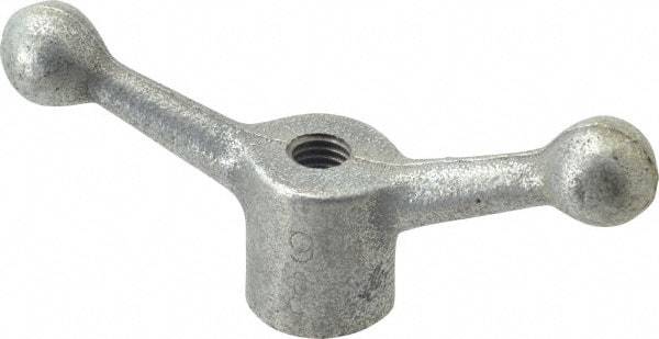 Gibraltar - 2 Offset Arms, 5/8-11" Hole, Zinc Plated, Tapped Speed Handle - 2-1/2" High, 9/16" Arm Diam, 1-3/8" Hub Diam, 7/8" Ball Diam - Eagle Tool & Supply