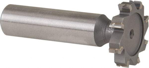 Made in USA - 1" Diam x 3/16" Face Width, Carbide-Tipped, 8 Teeth, Shank Connection Woodruff Keyseat Cutter - Uncoated, 2-3/16" OAL x 1/2" Shank, Straight Teeth, ANSI 608, Old Standard 13 - Eagle Tool & Supply