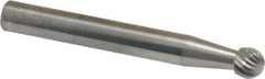 Atrax - 1/4" Cut Diam, 6mm Shank Diam, Ball Head Single Cut Burr - Carbide, Radius End, 1/4" LOC, 2" OAL - Eagle Tool & Supply
