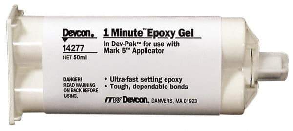 Devcon - 50 mL Cartridge Two Part Epoxy - 45 sec Working Time, 1,600 psi Shear Strength - Eagle Tool & Supply