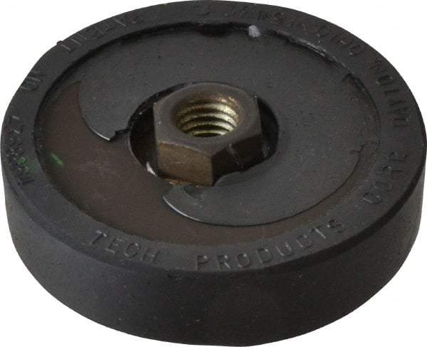 Tech Products - 700 Lb Capacity, 1/2-13 Thread, 3/4" OAL, Steel Stud, Tapped Pivotal Socket Mount Leveling Pad & Mount - 3" Base Diam, Neoprene Pad - Eagle Tool & Supply