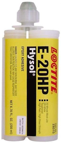 Loctite - 200 mL Cartridge Two Part Epoxy - 20 min Working Time, 4,690 psi Shear Strength, Series E-20HP - Eagle Tool & Supply