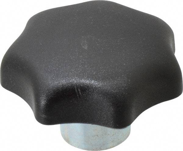 KIPP - 50mm Head Diam, 7 Point Lobed Knob - 10mm Hole, Thermoplastic, Black - Eagle Tool & Supply