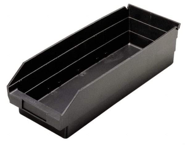 Quantum Storage - 23-5/8" Deep, Black Polypropylene Hopper Shelf Bin - 4" High x 8-3/8" Wide x 23-5/8" Long - Eagle Tool & Supply