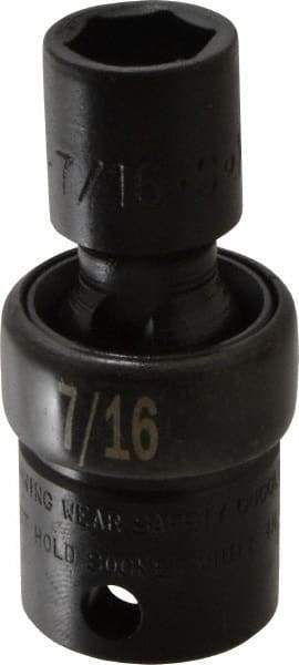 SK - 3/8" Drive 7/16" Standard Universal Impact Socket - 6 Points, 2-1/8" OAL - Eagle Tool & Supply