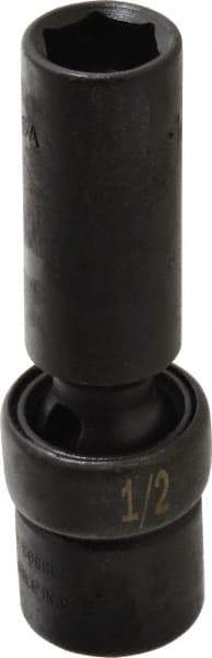 SK - 3/8" Drive 1/2" Deep Universal Impact Socket - 6 Points, 3-9/64" OAL - Eagle Tool & Supply