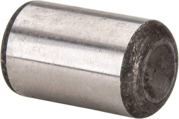 Made in USA - 5/8" Diam x 1" Pin Length Grade 8 Alloy Steel Standard Dowel Pin - Bright Finish, C 47-58 & C 60 (Surface) Hardness, 46,000 Lb (Single Shear), 92,000 Lb (Double Shear) Breaking Strength, 1 Beveled & 1 Rounded End - Eagle Tool & Supply