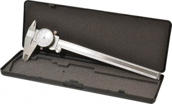 Value Collection - 0mm to 8" Range, 0.001" and 0.02 mm Graduation, 0.1" per Revolution, Dial Caliper - White Face, 1.97" Jaw Length - Eagle Tool & Supply