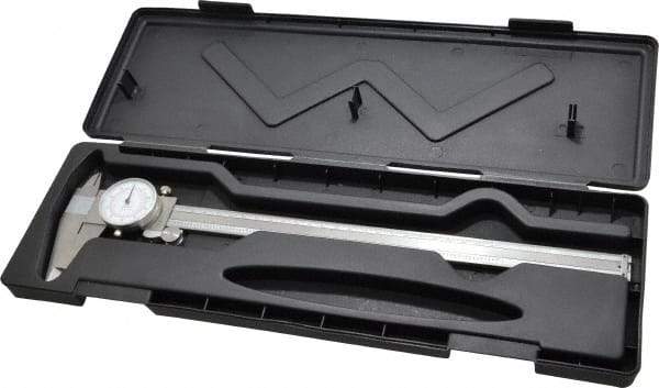 Value Collection - 0mm to 12" Range, 0.001" and 0.02 mm Graduation, 0.1" per Revolution, Dial Caliper - White Face, 2.5" Jaw Length - Eagle Tool & Supply