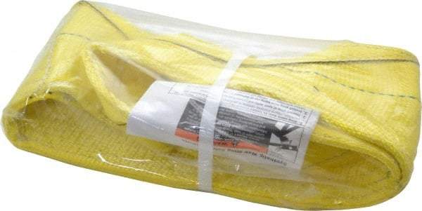 Lift-All - 3' Long x 6" Wide, 7,200 Lb Vertical Capacity, 1 Ply, Nylon Web Sling - 5,800 Lb Choker Capacity, Yellow - Eagle Tool & Supply