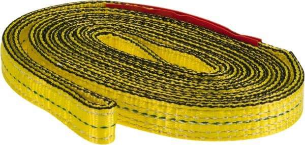 Lift-All - 8' Long x 1" Wide, 4,800 Lb Vertical Capacity, 2 Ply, Nylon Web Sling - 3,800 Lb Choker Capacity, Yellow - Eagle Tool & Supply