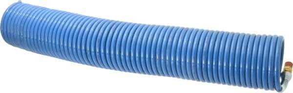 Coilhose Pneumatics - 1/4" ID, 1/4 Thread, 50' Long, Blue Nylon Coiled & Self Storing Hose - 220 Max psi, Male Swivel x Male Swivel - Eagle Tool & Supply