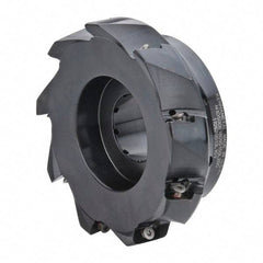 Kennametal - 9 Inserts, 5" Cut Diam, 1-1/2" Arbor Diam, 18.03mm Max Depth of Cut, Indexable Square-Shoulder Face Mill - 0/90° Lead Angle, 2" High, EC18.., EP18.. Insert Compatibility, Through Coolant, Series Mill 1-18 - Eagle Tool & Supply