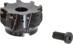 Kennametal - 8 Inserts, 3" Cut Diam, 1" Arbor Diam, 14.22mm Max Depth of Cut, Indexable Square-Shoulder Face Mill - 0/90° Lead Angle, 1-3/4" High, EC14.., EP14.. Insert Compatibility, Through Coolant, Series Mill 1-14 - Eagle Tool & Supply