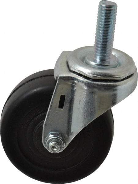 E.R. Wagner - 3" Diam x 1-1/4" Wide x 3-5/8" OAH Stem Mount Swivel Caster - Soft Rubber, 125 Lb Capacity, Delrin Bearing, 1/2-13 x 1-1/2" Threaded Stem - Eagle Tool & Supply