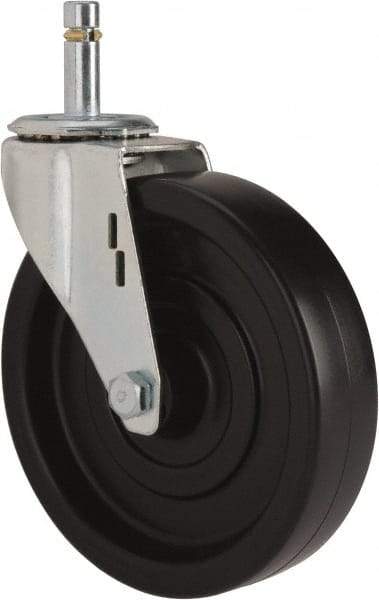 E.R. Wagner - 5" Diam x 1-1/4" Wide x 5-1/2" OAH Stem Mount Swivel Caster - Polyolefin, 280 Lb Capacity, Plain Bearing, 7/16 x 1-3/8" Friction Stem - Eagle Tool & Supply