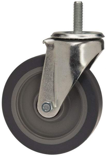 E.R. Wagner - 5" Diam x 1-1/4" Wide x 6-1/8" OAH Stem Mount Swivel Caster - TPR, 200 Lb Capacity, Delrin Bearing, 1/2-13 x 1-1/2" Threaded Stem - Eagle Tool & Supply