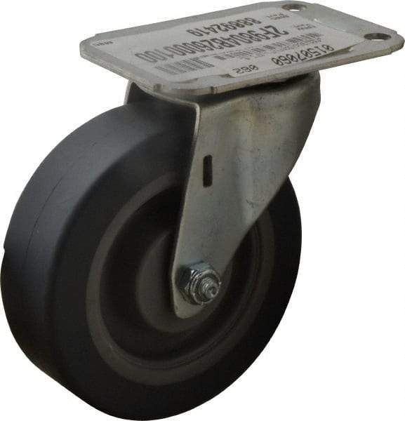 E.R. Wagner - 4" Diam x 1-1/4" Wide x 4-11/16" OAH Top Plate Mount Swivel Caster - TPR, 165 Lb Capacity, Delrin Bearing, 2-3/4 x 3-3/4" Plate - Eagle Tool & Supply