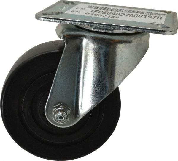 E.R. Wagner - 4" Diam x 1-3/8" Wide x 5-1/16" OAH Top Plate Mount Swivel Caster - Polyolefin, 300 Lb Capacity, Plain Bearing, 3-1/8 x 4-1/8" Plate - Eagle Tool & Supply
