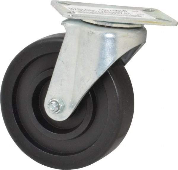 E.R. Wagner - 5" Diam x 1-3/8" Wide x 6-1/16" OAH Top Plate Mount Swivel Caster - Polyolefin, 350 Lb Capacity, Plain Bearing, 3-1/8 x 4-1/8" Plate - Eagle Tool & Supply