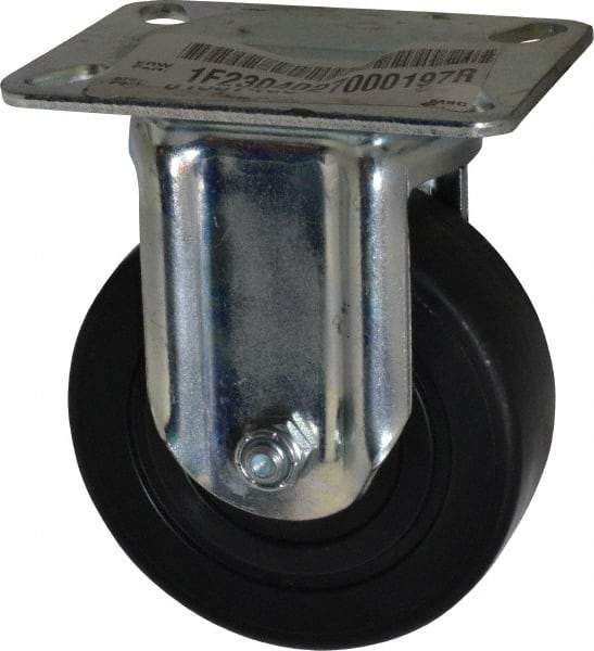 E.R. Wagner - 4" Diam x 1-3/8" Wide x 5-1/16" OAH Top Plate Mount Rigid Caster - Polyolefin, 300 Lb Capacity, Plain Bearing, 3-1/8 x 4-1/8" Plate - Eagle Tool & Supply