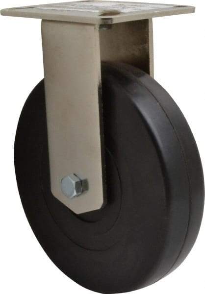 E.R. Wagner - 6" Diam x 1-3/8" Wide x 7-3/8" OAH Top Plate Mount Rigid Caster - Soft Rubber, 280 Lb Capacity, Delrin Bearing, 3-1/8 x 4-1/8" Plate - Eagle Tool & Supply