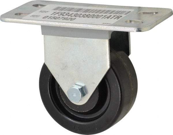 E.R. Wagner - 3" Diam x 1-1/4" Wide x 3-3/4" OAH Top Plate Mount Rigid Caster - Phenolic, 250 Lb Capacity, Plain Bearing, 2-1/2 x 5" Plate - Eagle Tool & Supply