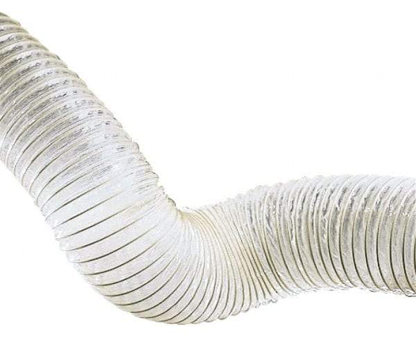 Hi-Tech Duravent - 4" ID, 23 Hg Vac Rating, 19 psi, Polyurethane Vacuum & Duct Hose - 25' Long, Clear, 4-1/2" Bend Radius, -60 to 180°F - Eagle Tool & Supply