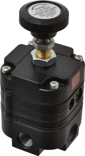 Parker - 1/4 NPT Port, 14 CFM, Zinc Diaphragm Operated Regulator - 2 to 120 psi Range, 150 Max psi Supply Pressure, 1/4" Gauge Port Thread, 3" Wide x 6.06" High - Eagle Tool & Supply