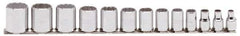 Proto - 13 Piece 3/8" Drive Chrome Finish Socket Set - 12 Points, 1/4" to 1" Range, Inch Measurement Standard - Eagle Tool & Supply