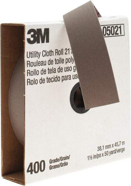 3M - 1-1/2" x 50 Yd 400 Grit Aluminum Oxide Cloth Roll - Super Fine Grade, J Weighted Backing - Eagle Tool & Supply