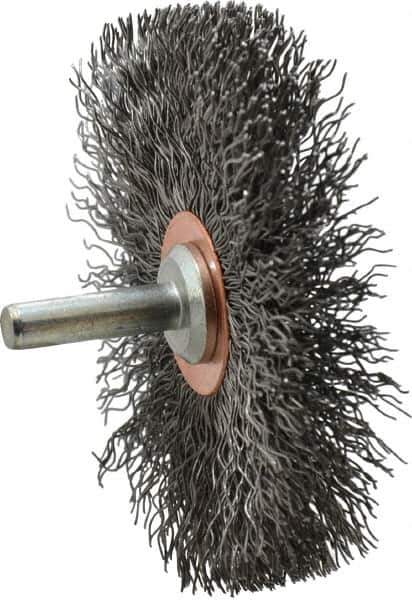 Anderson - 3" Brush Diam, Crimped, End Brush - 1/4" Diam Shank, 20,000 Max RPM - Eagle Tool & Supply
