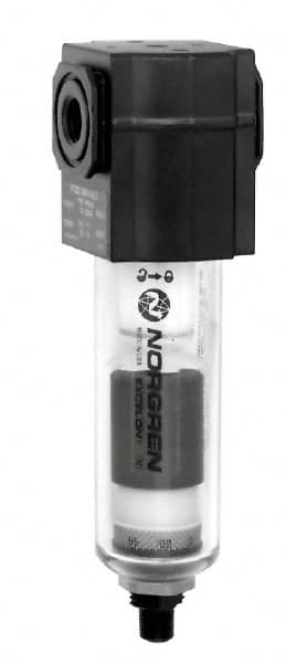 Norgren - 3/8" Port, 6.62" High x 1.97" Wide General Purpose Filter Comp with Zinc Bowl, Manual Drain - Eagle Tool & Supply