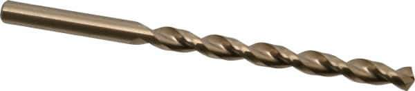 Cleveland - #1 135° Cobalt Jobber Drill - Oxide/Gold Finish, Right Hand Cut, Parabolic Flute, Straight Shank, 3-7/8" OAL, Split Point - Eagle Tool & Supply