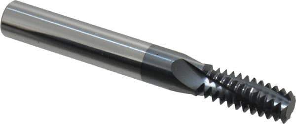 Scientific Cutting Tools - 1/2-13 UNC, 0.35" Cutting Diam, 4 Flute, Solid Carbide Helical Flute Thread Mill - Internal Thread, 0.877" LOC, 3" OAL, 3/8" Shank Diam - Eagle Tool & Supply