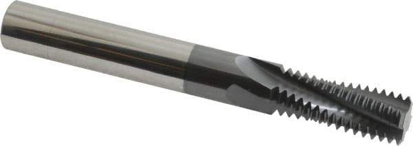 Scientific Cutting Tools - 3/4-12 UN, 0.495" Cutting Diam, 4 Flute, Solid Carbide Helical Flute Thread Mill - Internal Thread, 1.283" LOC, 4" OAL, 1/2" Shank Diam - Eagle Tool & Supply