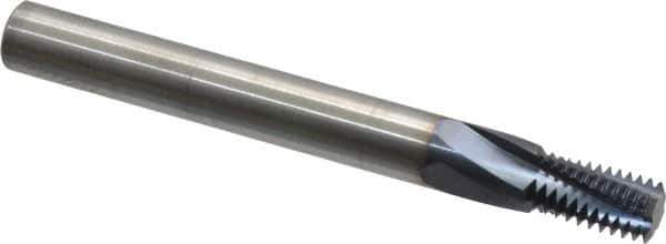 Accupro - 1/4-18 NPT, 0.36" Cutting Diam, 4 Flute, Solid Carbide Helical Flute Thread Mill - Internal Thread, 0.611" LOC, 3-1/2" OAL, 3/8" Shank Diam - Eagle Tool & Supply