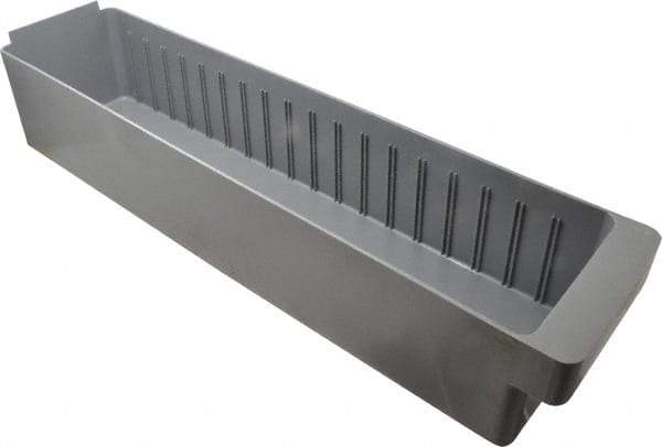 Quantum Storage - 23-7/8" Deep, Gray High-Impact Polystyrene Drawer Bin - 4-5/8" High x 5-9/16" Wide x 23-7/8" Long - Eagle Tool & Supply