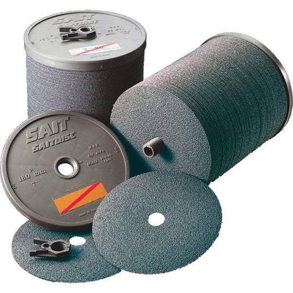 Sait - 4-1/2" Diam 7/8" Hole 36 Grit Fiber Disc - Very Coarse Grade, Zirconia Alumina, 11,000 Max RPM, Series Z - Eagle Tool & Supply