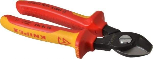 Knipex - 6-1/2" OAL, 1 AWG Capacity, Insulated Cable Cutter Pliers - Standard Head - Eagle Tool & Supply