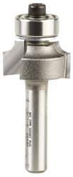 Amana Tool - 3/4" Cut Diam, 3/8" Length of Cut, 2 Flute Round-Over Edge Profile Router Bit - Carbide-Tipped, 1/4" Shank Diam, 2" OAL, Uncoated - Eagle Tool & Supply