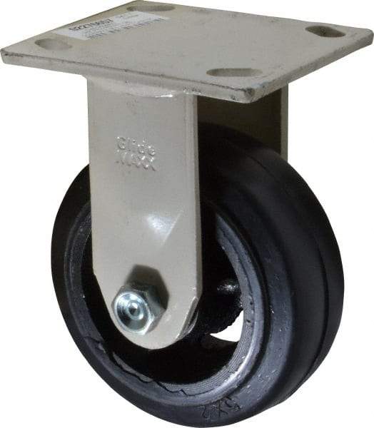 Value Collection - 5" Diam x 2" Wide, Hard Rubber Rigid Caster - 675 Lb Capacity, Top Plate Mount, 4" x 4-1/2" Plate, Delrin Bearing - Eagle Tool & Supply