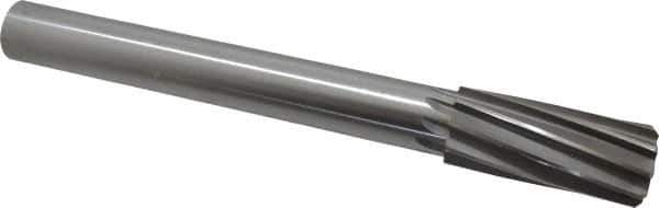 Made in USA - 1-1/2" High Speed Steel 10 Flute Chucking Reamer - Spiral Flute, 1-1/4" Straight Shank, 3-1/2" Flute Length, 12-1/2" OAL - Eagle Tool & Supply