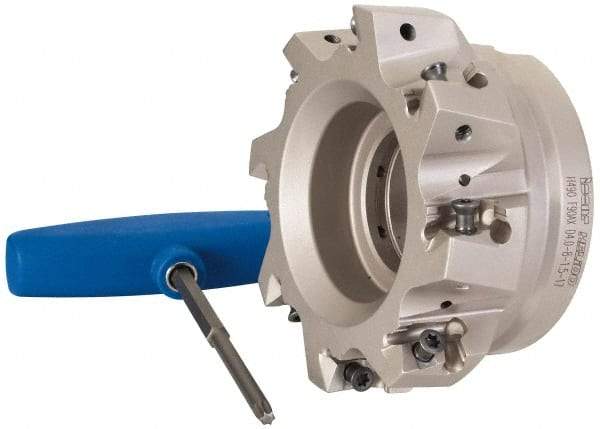 Iscar - 8 Inserts, 4" Cut Diam, 1-1/2" Arbor Diam, 0.642" Max Depth of Cut, Indexable Square-Shoulder Face Mill - 0/90° Lead Angle, 2" High, H490 AN.X 17 Insert Compatibility, Through Coolant, Series Helido - Eagle Tool & Supply