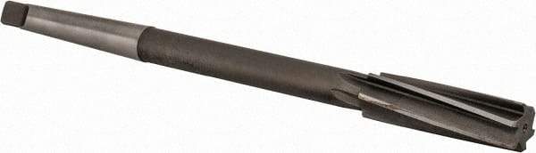 Made in USA - 19/32" High Speed Steel 6 Flute Chucking Reamer - Spiral Flute, 1MT Morse Taper Shank, 2" Flute Length, 8" OAL - Eagle Tool & Supply